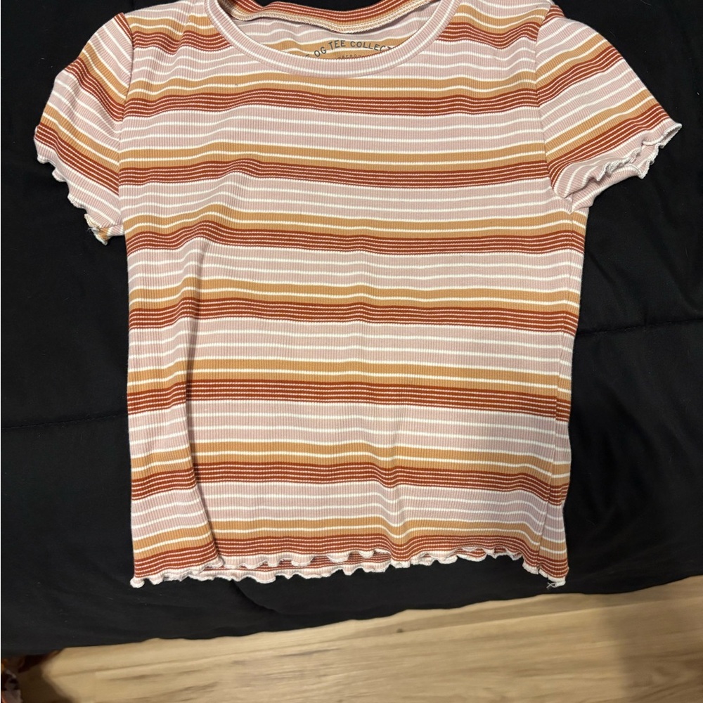 SHEIN Kids Striped Tee in Orange, Yellow, and White